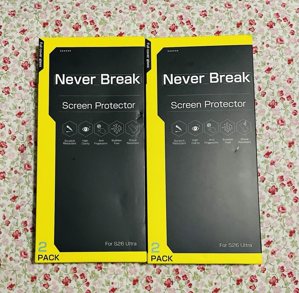 2x Never Break Samsung Galaxy S26 Ultra Tempered Glass Screen Protector 2 Pack